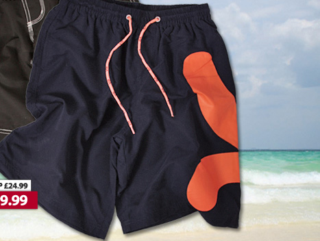 Voi Jeans mens New Shore swimshorts in navy & orange