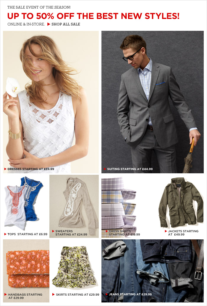 The sale event of the season! Up to 50% off the best new styles! Online & in-store.