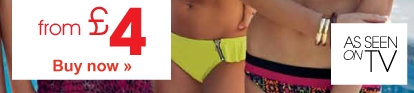 Pink neon zip bikini top, yellow neon bikini top and bottoms, tribal print halter neon bikini.
